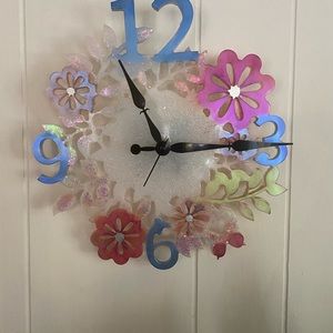 Floral resin clock- handmade